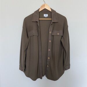 Chic Brown Waffle Knit Shacket